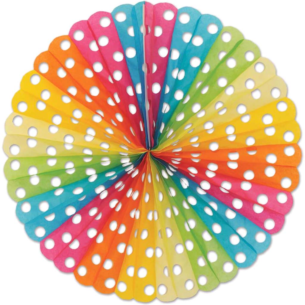 Polka Dot Tissue Fan 25in Multicolor 