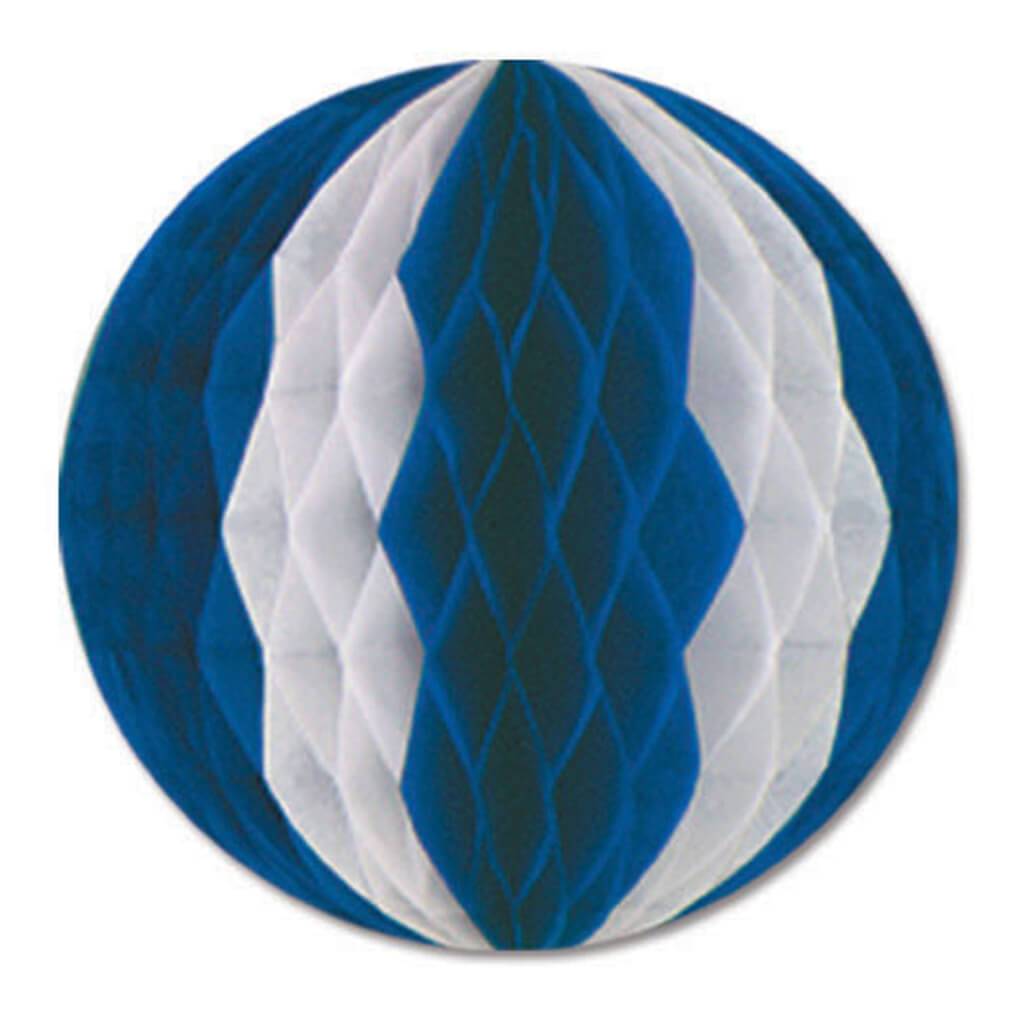 Tissue Ball 12in Blue, White 