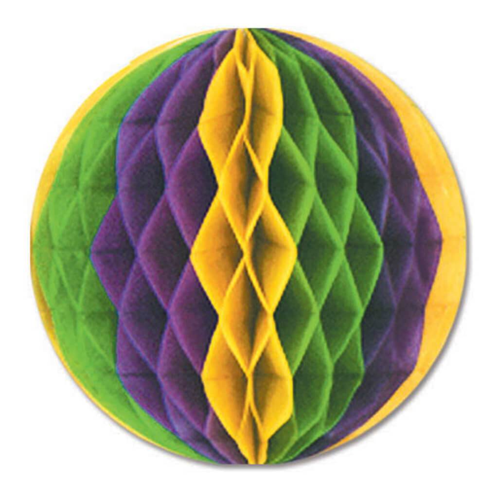 Tissue Ball 12in Golden-Yellow, Green, Purple 