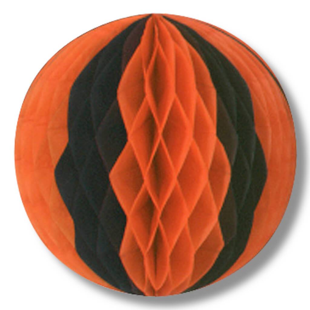 Tissue Ball 12in Orange, Black 