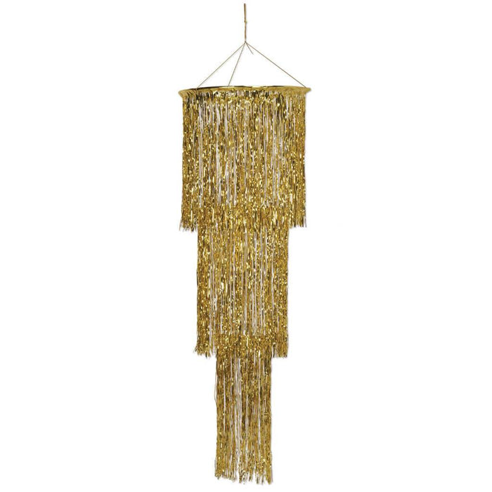 3-Tier Shimmering Chandelier 4ft Gold 