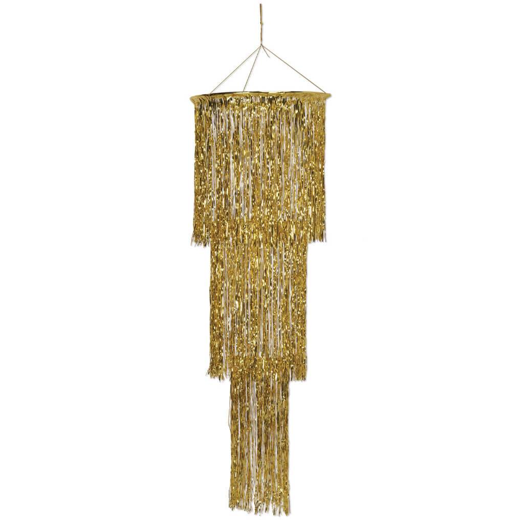 3-Tier Shimmering Chandelier 4ft Gold 