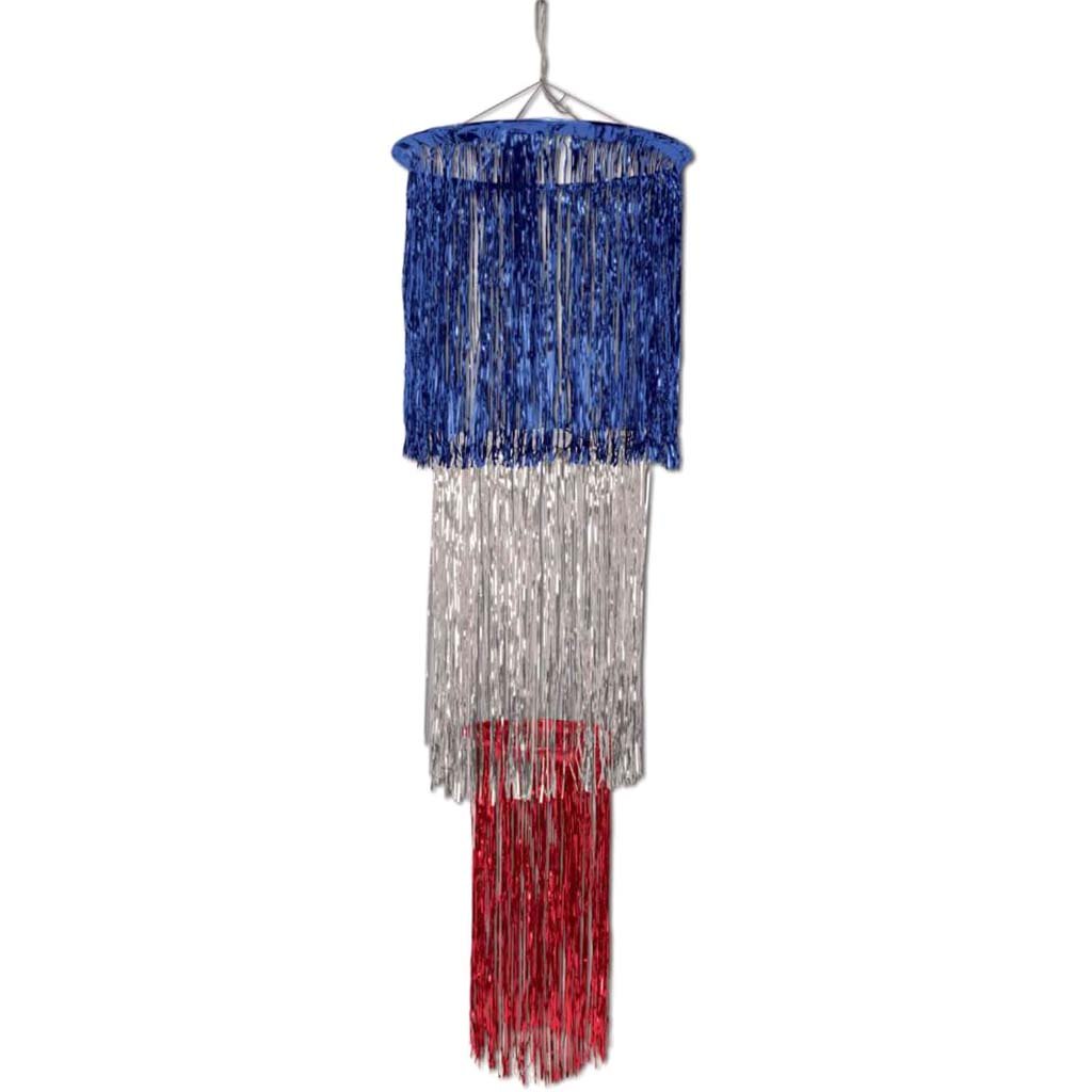 3-Tier Shimmering Chandelier 4ft Red, Silver,Blue 