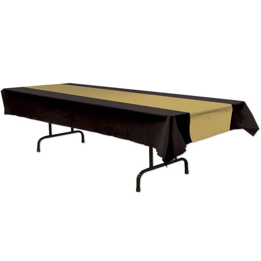 Rectangular Tablecover 54in x 108in Black &amp; Gold 