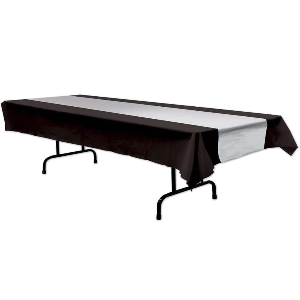 Rectangular Tablecover 54in x 108in Black &amp; Silver 