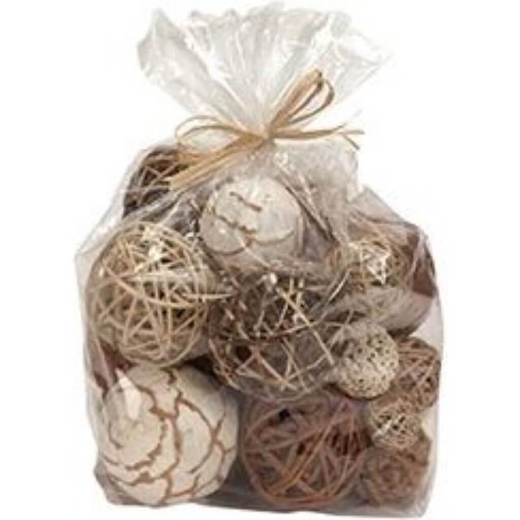 Bag of Natural Fiber Decorative Balls Spheres Orbs