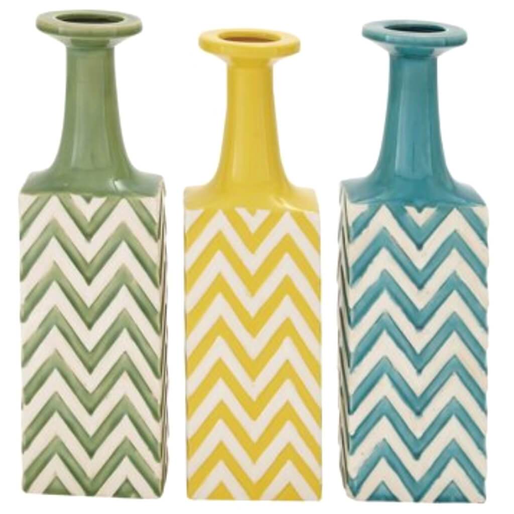 Ceramic Stripe Vase 3 Assorted 5 in by 17 in