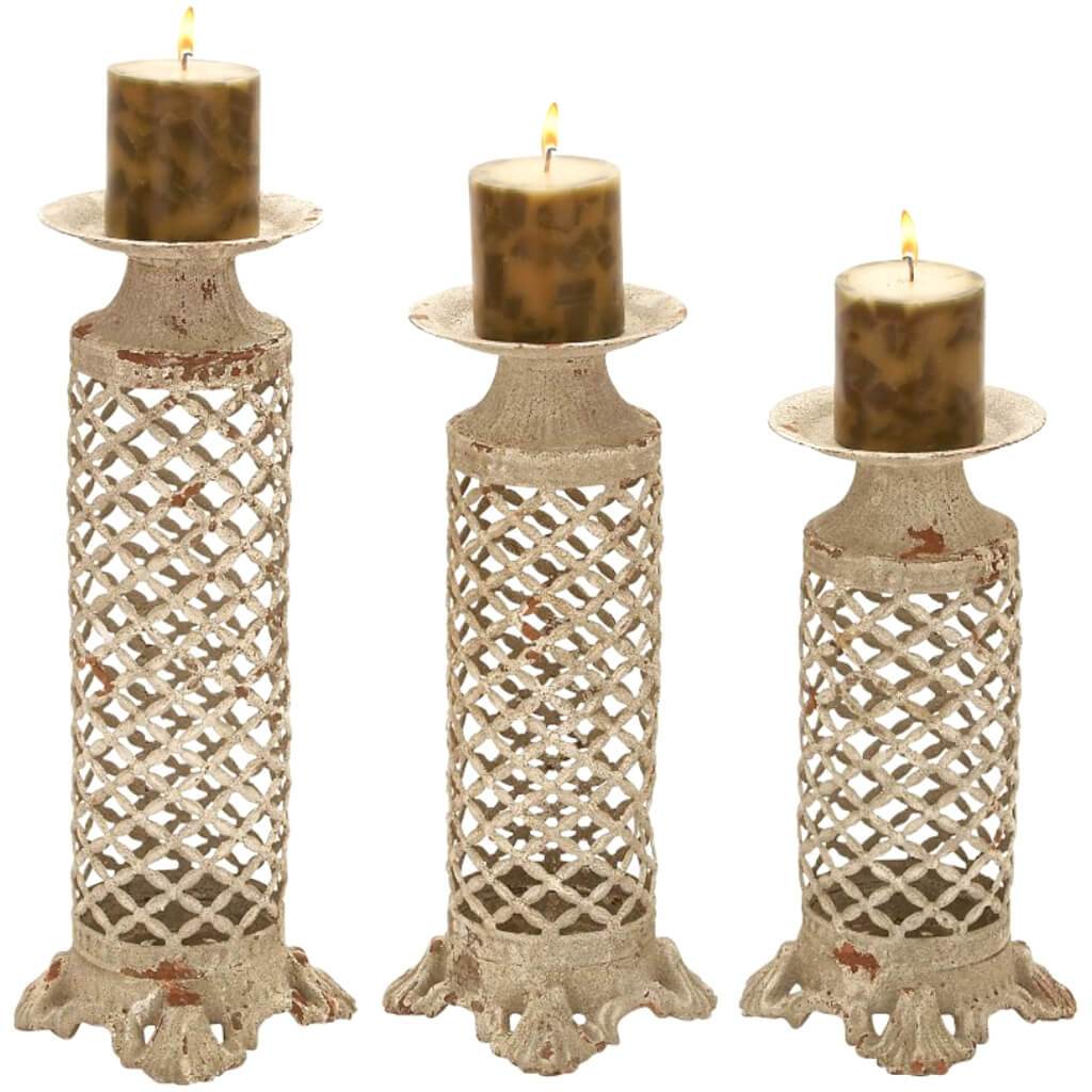 Metal Candle Holder Set of 3, 16 in, 14 in ,12 in