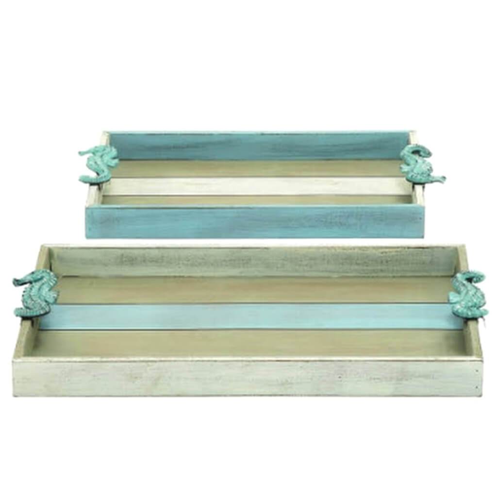 Wood Tray Set of 2, 25 in and 22 in