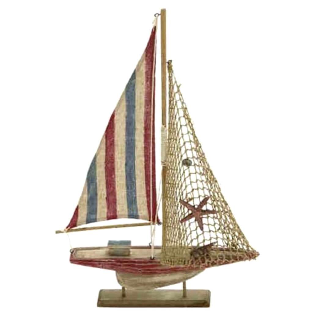 Wood Rope Sailing Boat 14 in by 22 in