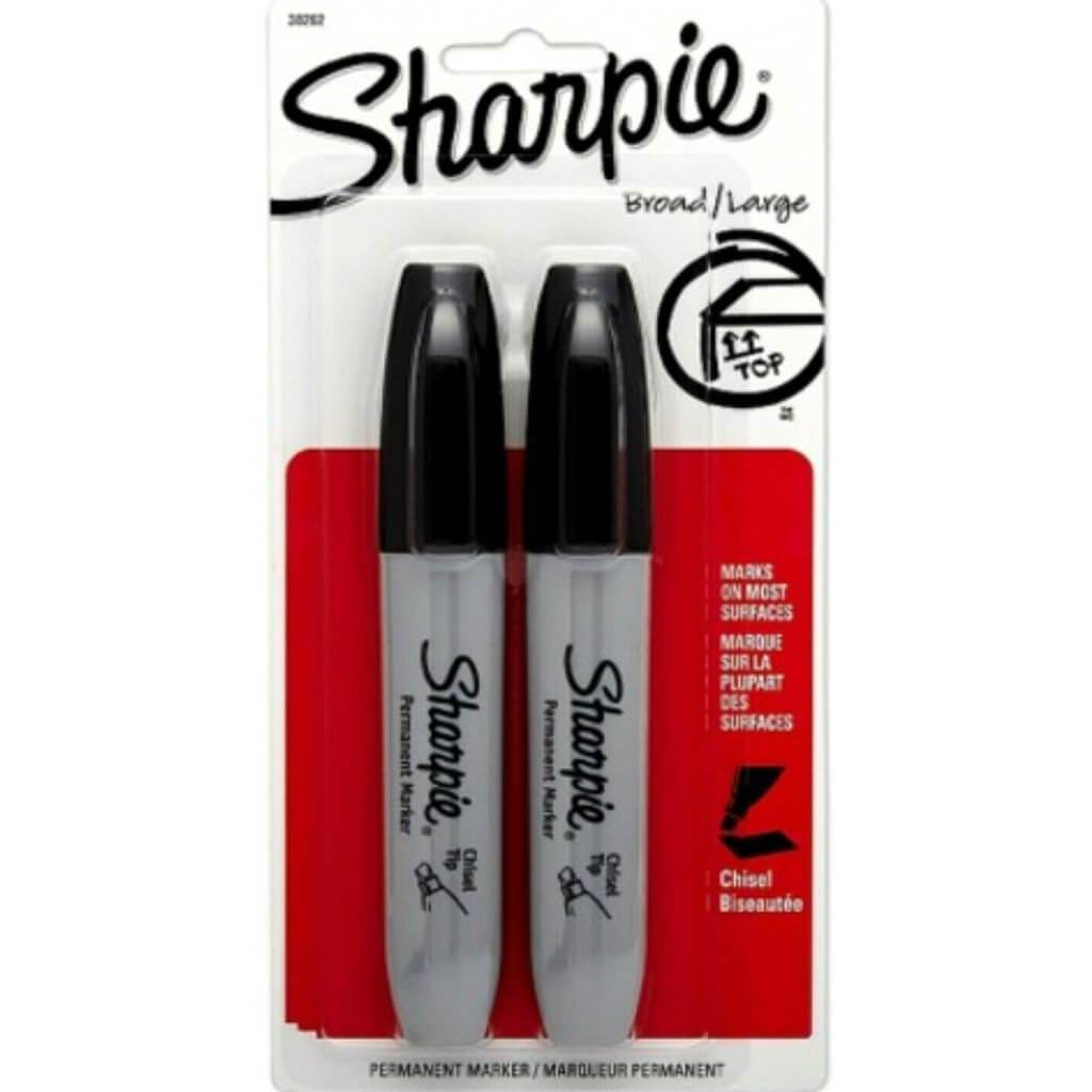 Markers Chisel Tip Black 2pc