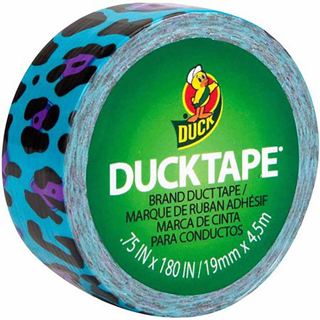 Mini Duct Tape 0.75in x 15ft Blue Leopard