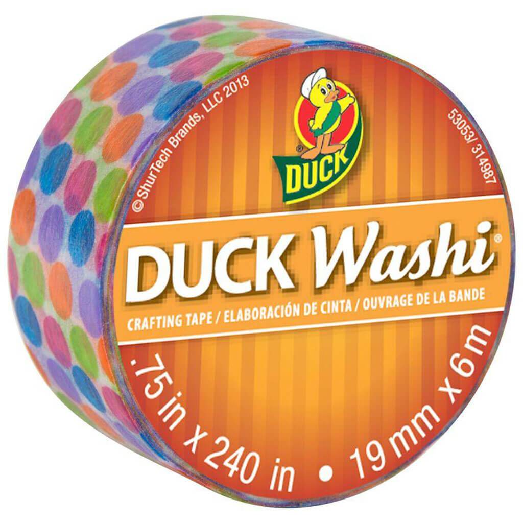 Duck Brand Washi Paper Tape 0.75in x 20ft Multi Dots