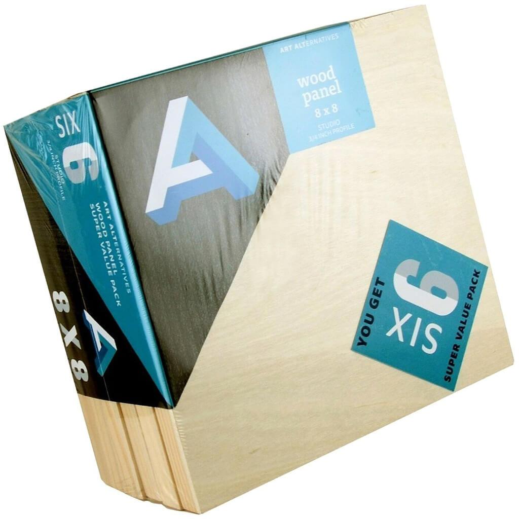 Art Alternatives Wood Panel Super Value Pack 8in x 8in 6pcs