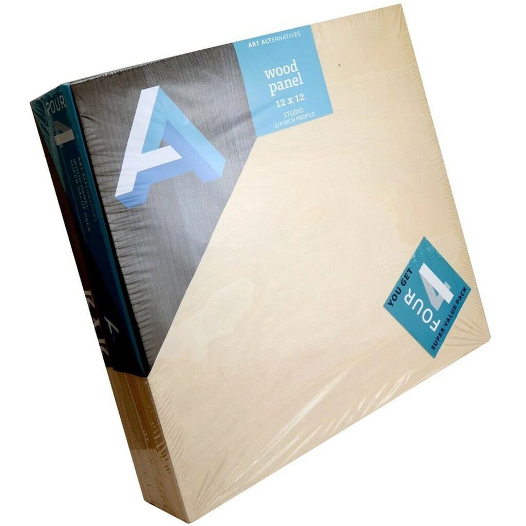 Art Alternatives Wood Panel Super Value Cradled Pack 12in x 12in 4pcs