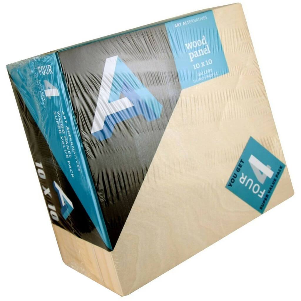 Art Alternatives Wood Panel Super Value Gallery Pack 10 x 10in 4pcs