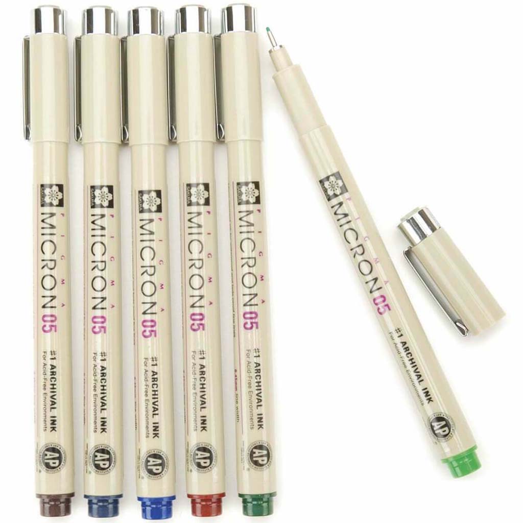 Pigma Micron Pens Sets Assorted 6-Color Set Heritage Earth Colors .45mm