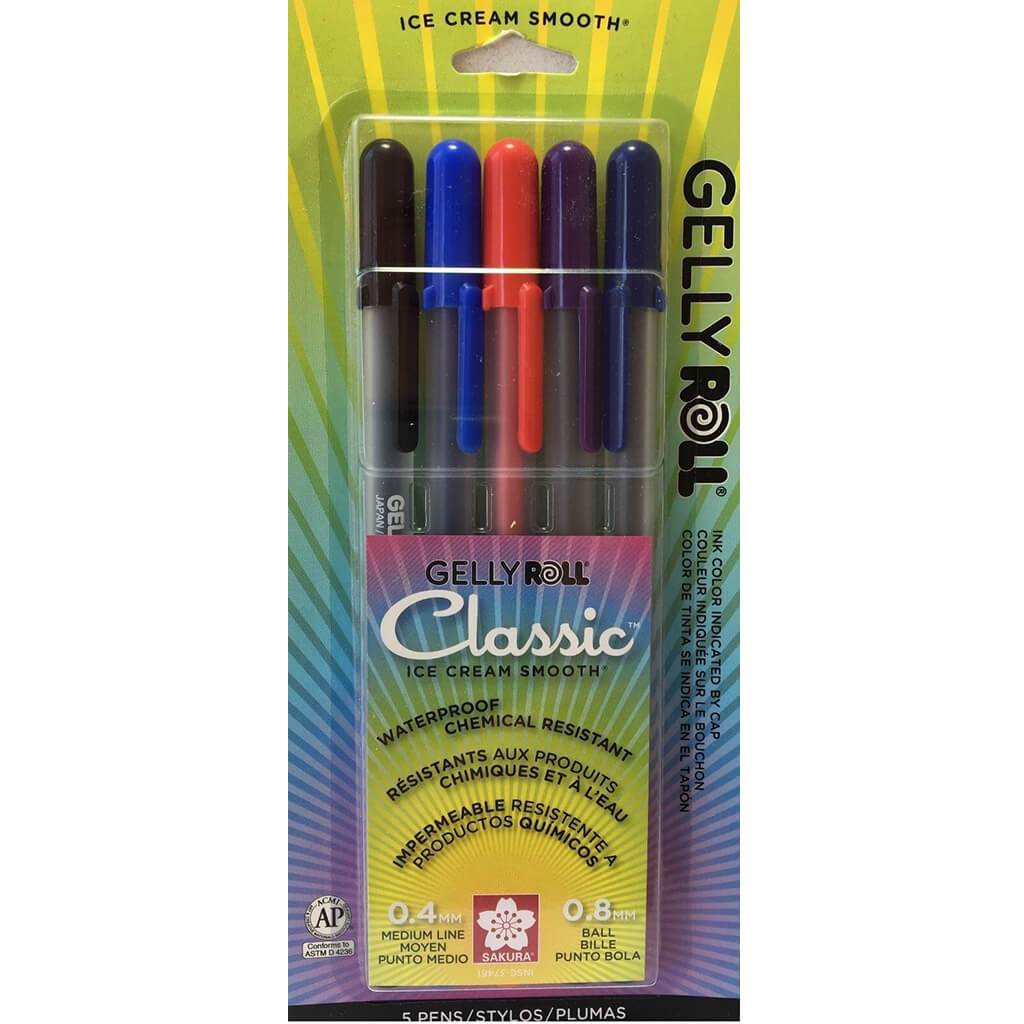 Gelly Roll Pens Sets 5-Color Medium Set