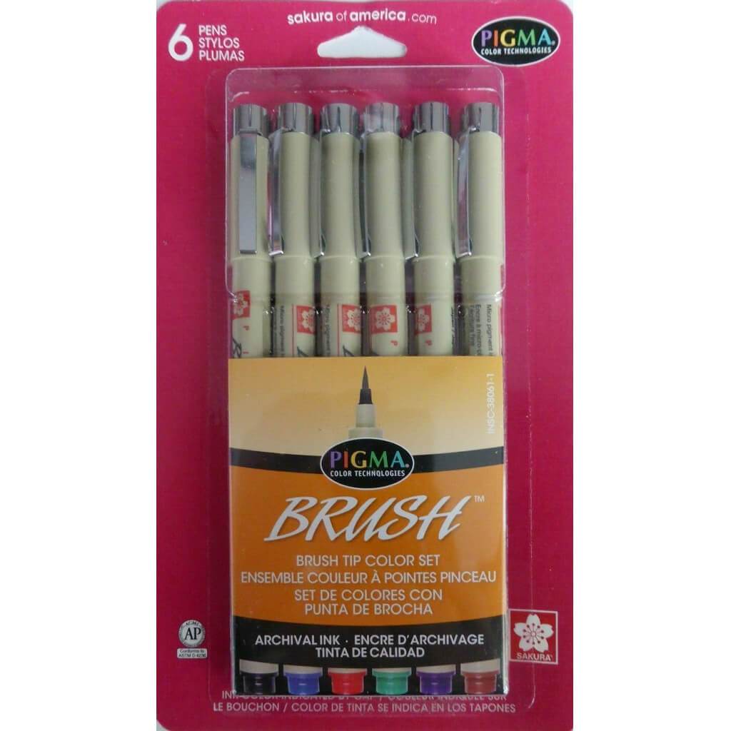 Pigma Brush Pens Sets Assorted 6-Pen Set