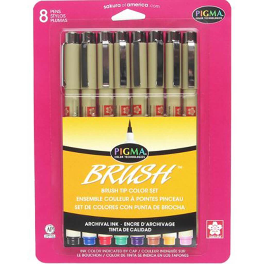 Pigma Brush Pen Set Assorted 8ct