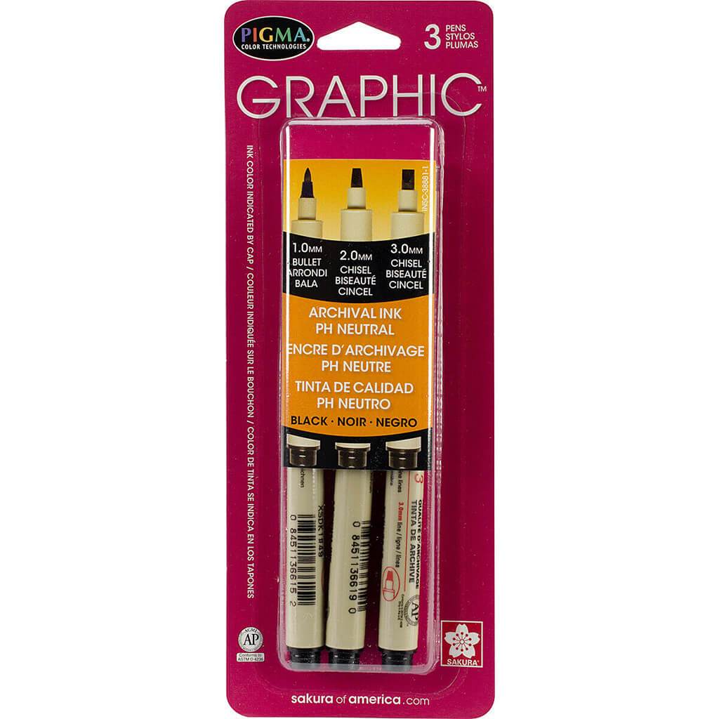 Pigma Graphic Pens Sets 3 Pen Set Black