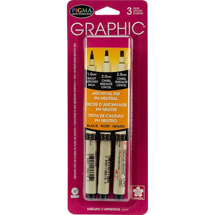 Pigma Graphic Pens Sets 3 Pen Set Black
