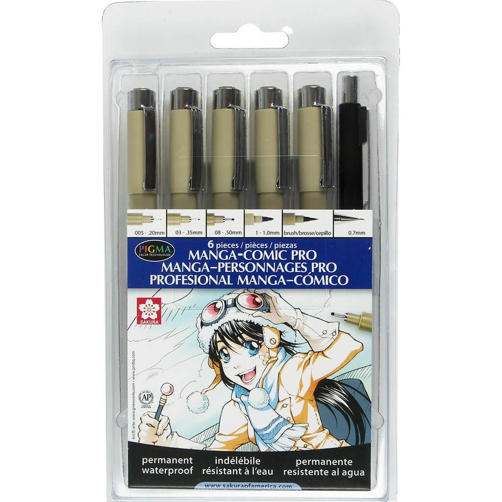 Pigma Manga Comic Pro Sketching &amp; Inking Set 6ct