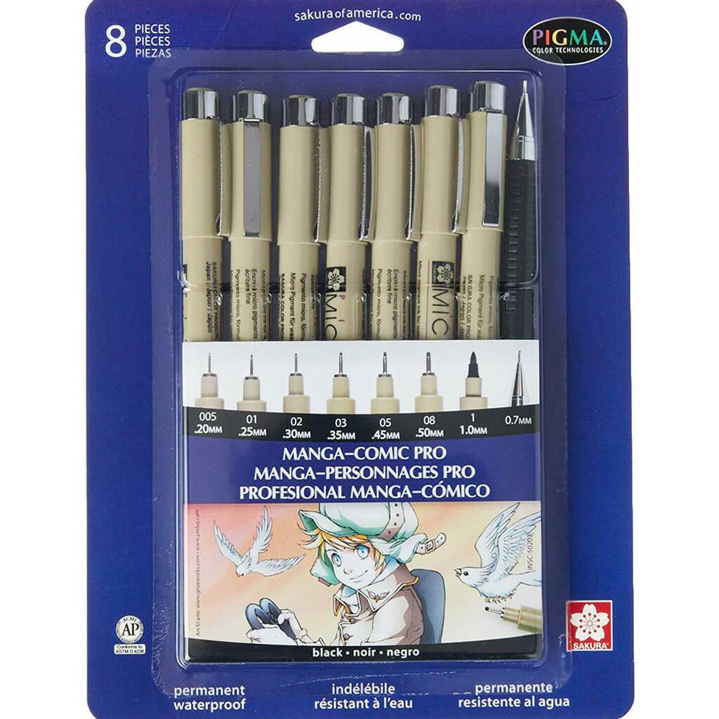 Pigma Manga Comic Pro Sketching &amp; Inking Set 8ct