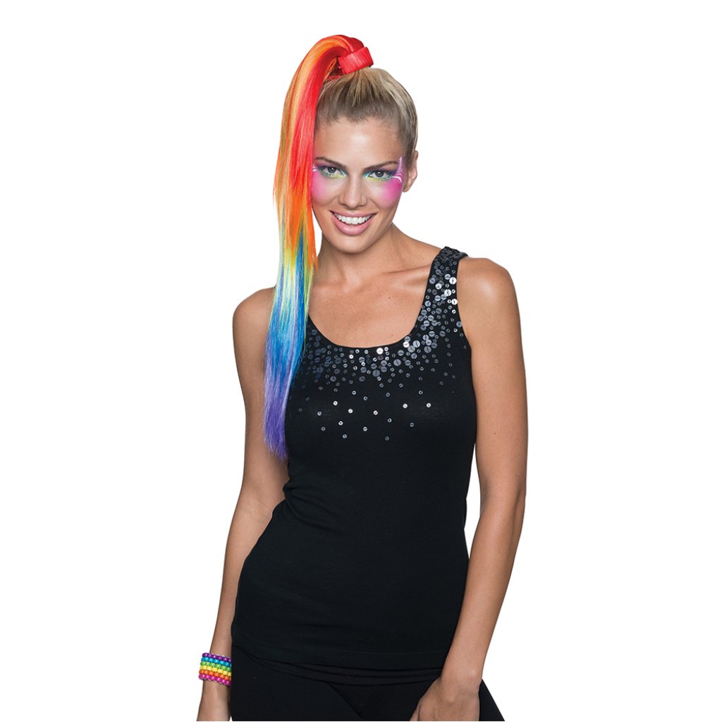 Rainbow Clip On Ponytail