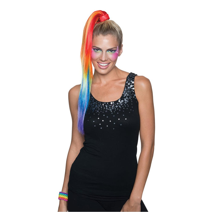 Rainbow Clip On Ponytail