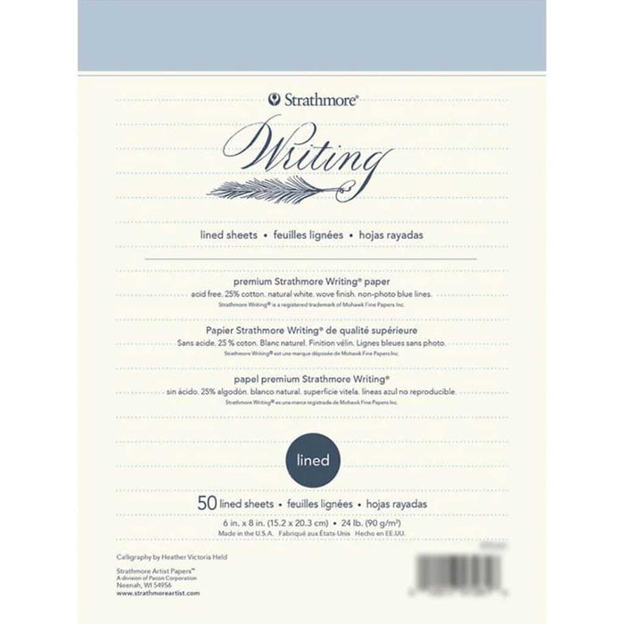 Strathmore Writing Pad Lined 6in x 8in 50 Sheets Natural White