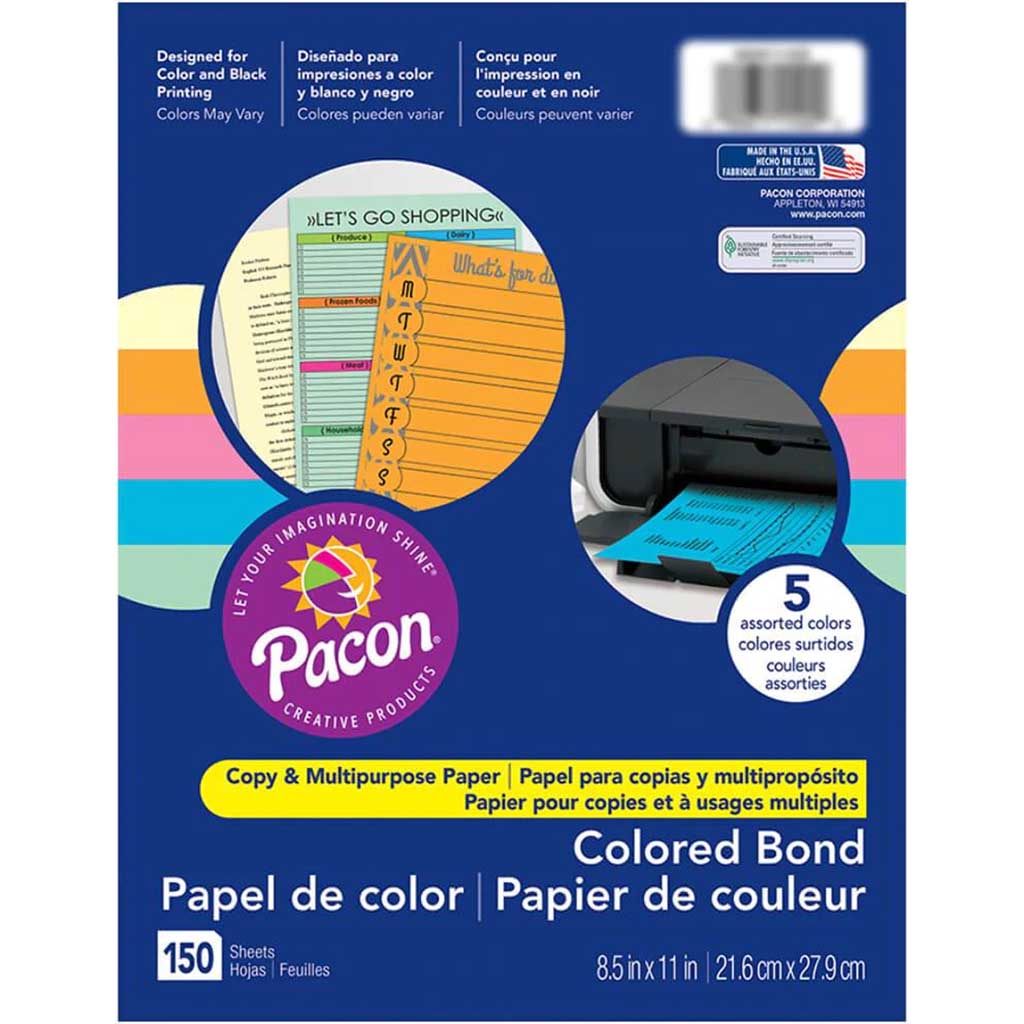 Multipurpose Colored Bond Paper 8.5in x 11in