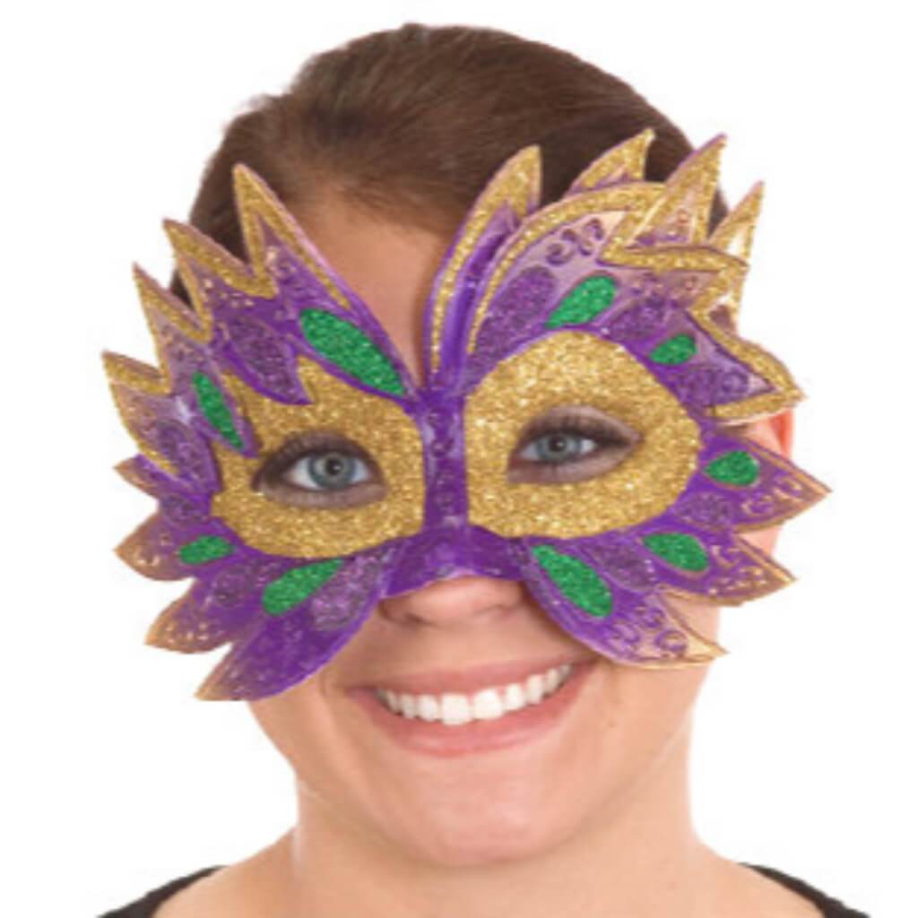 Glitter Mardi Gras Mask 