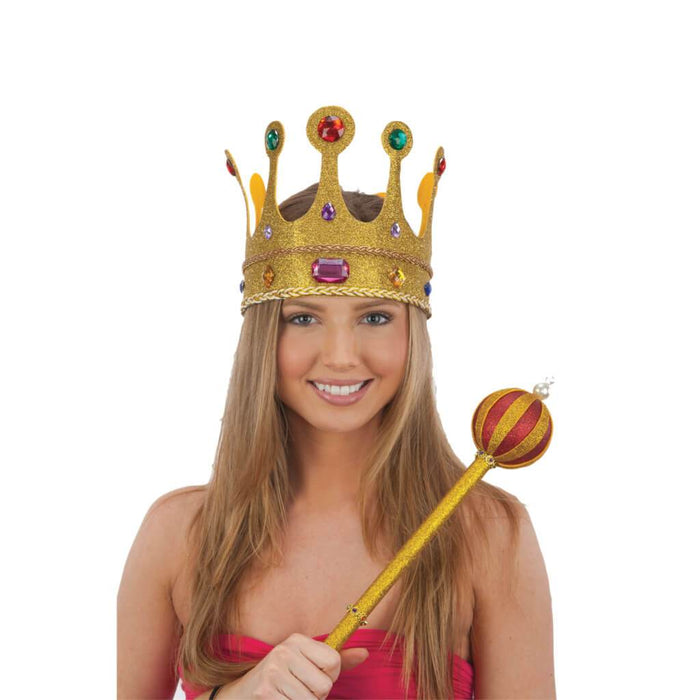 Gold Glitter Jewel Queen's Crown 