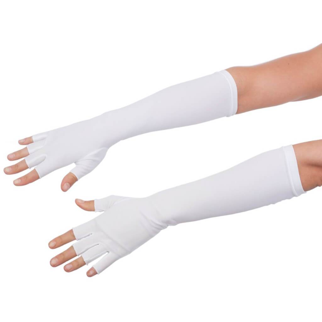 Trendy women multicolor nylon fingerless gloves
