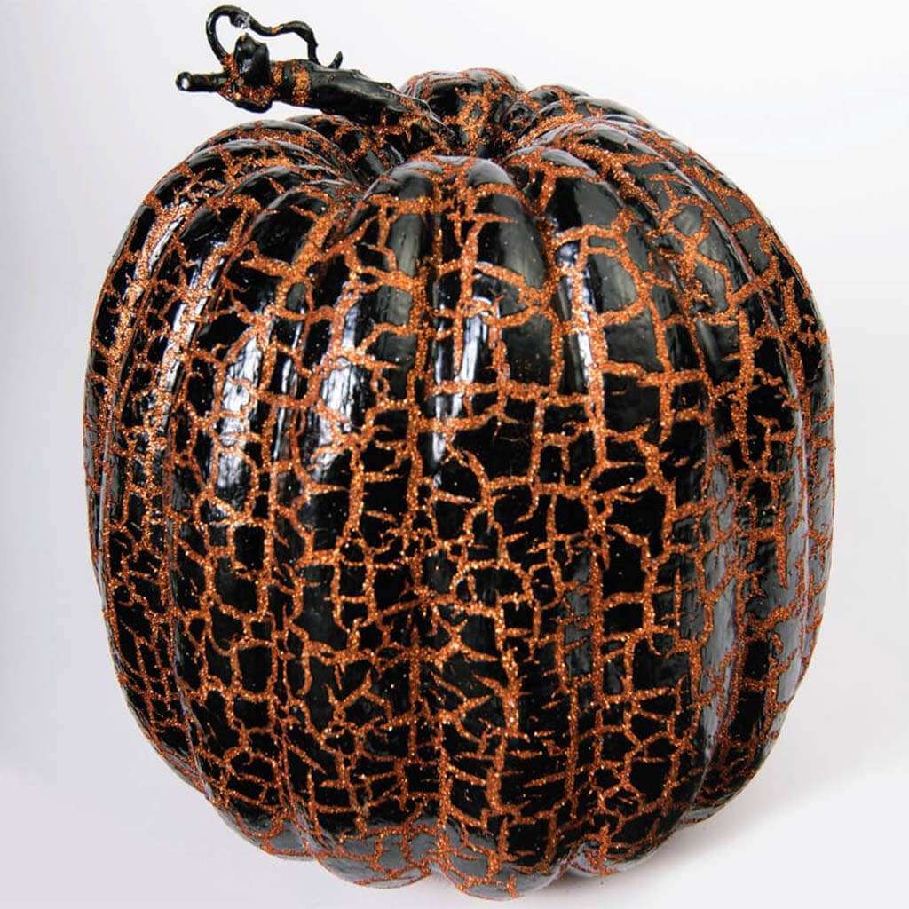 9in Crackle Pumpkin Orange Black