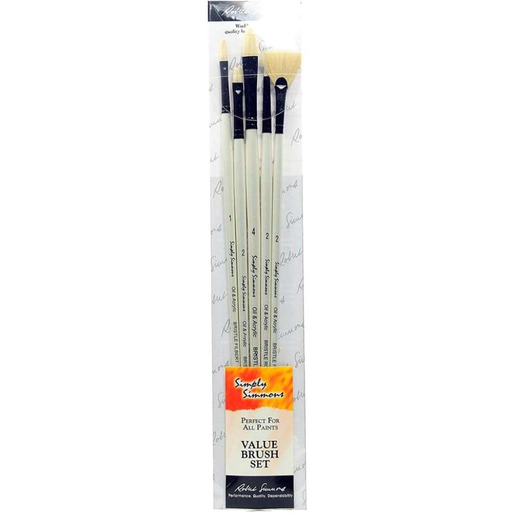 Simply Simmons Long Handle Brush Sets Bristle Set of 5