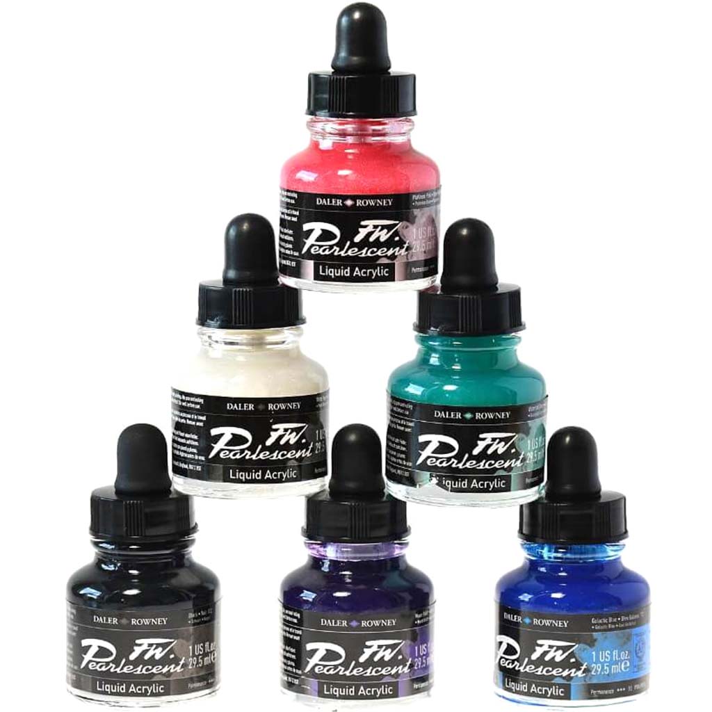 FW Acrylic Ink Pearlescent Colors Set of 6 29.5ml