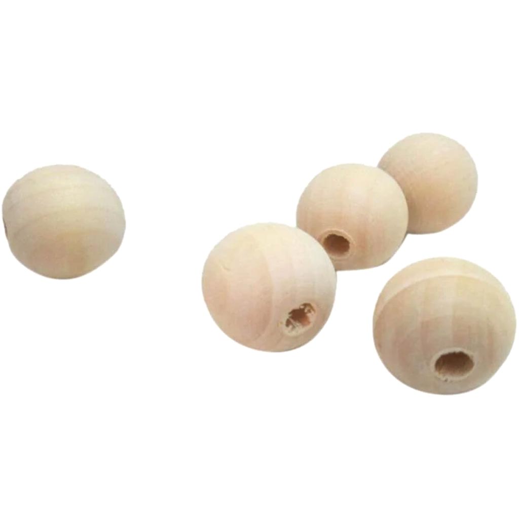 5 Unfinished Wood 19mm Round Beads