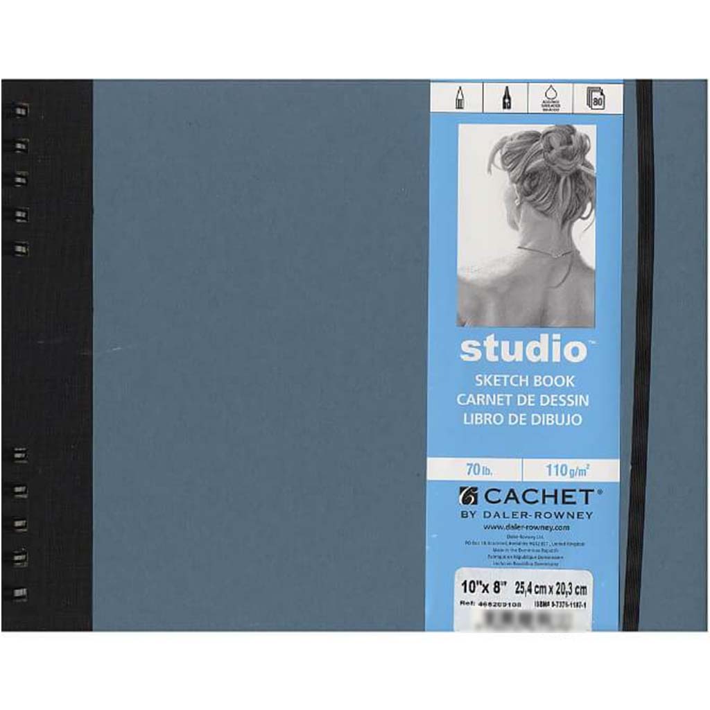 Cachet Wirebound Sketchbook Wirebound Landscape Cadet Blue 10in x 8in 