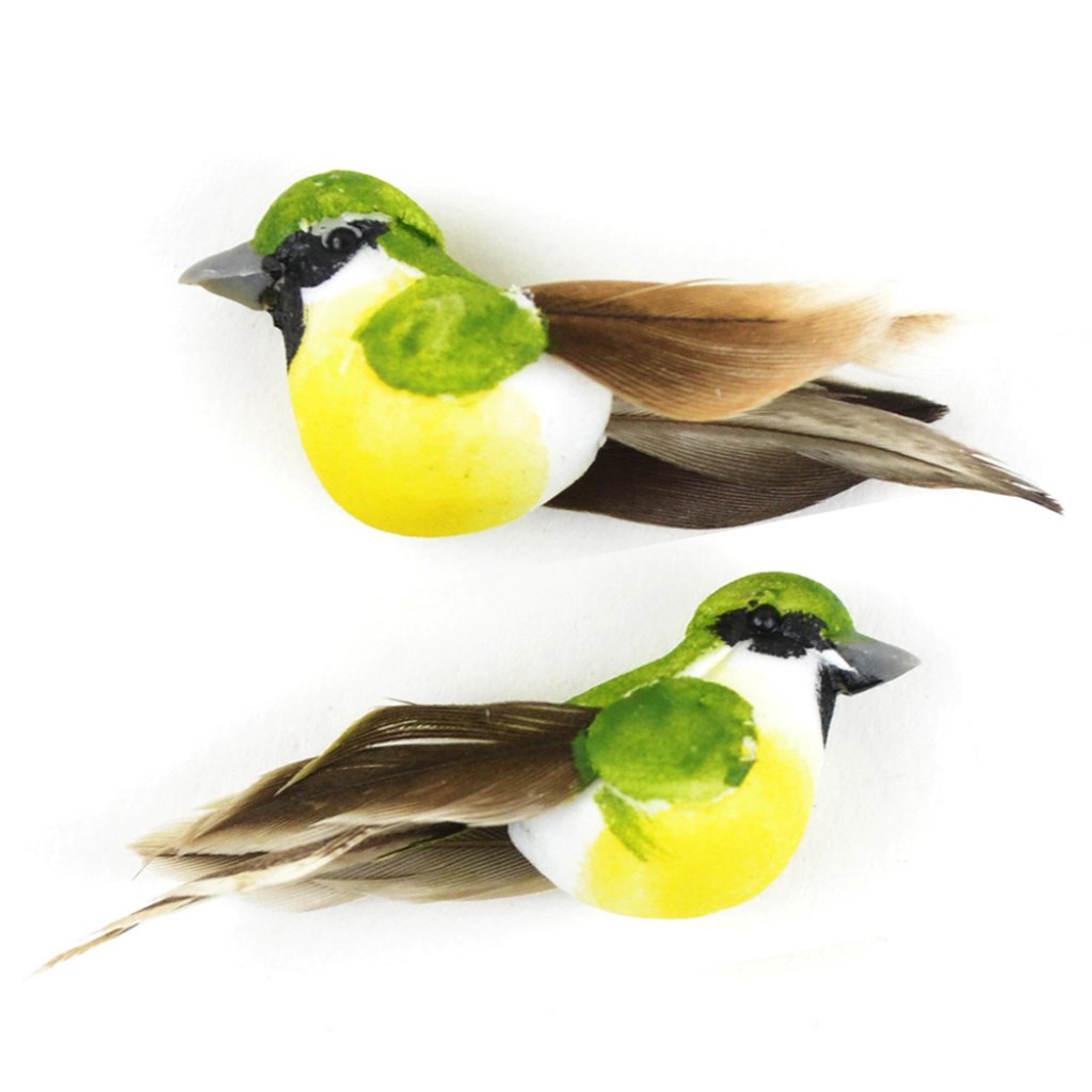 Mini Olive And Yellow Bird 1.25in 2Pc 