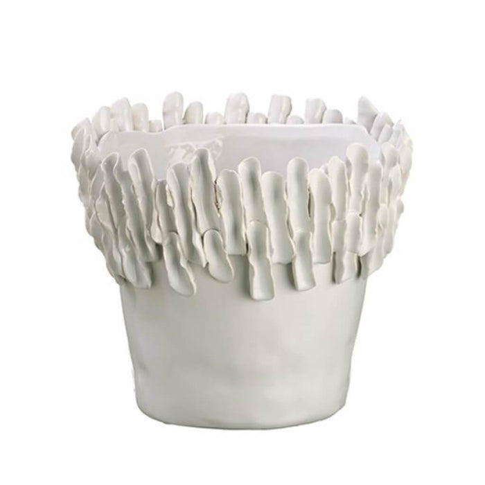Ceramic Vase White 7in x 7.85in
