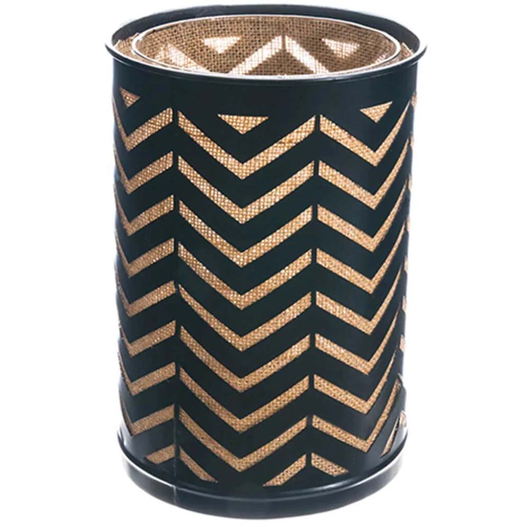 Metal/Jute Hurricane with Glass Candleholder 