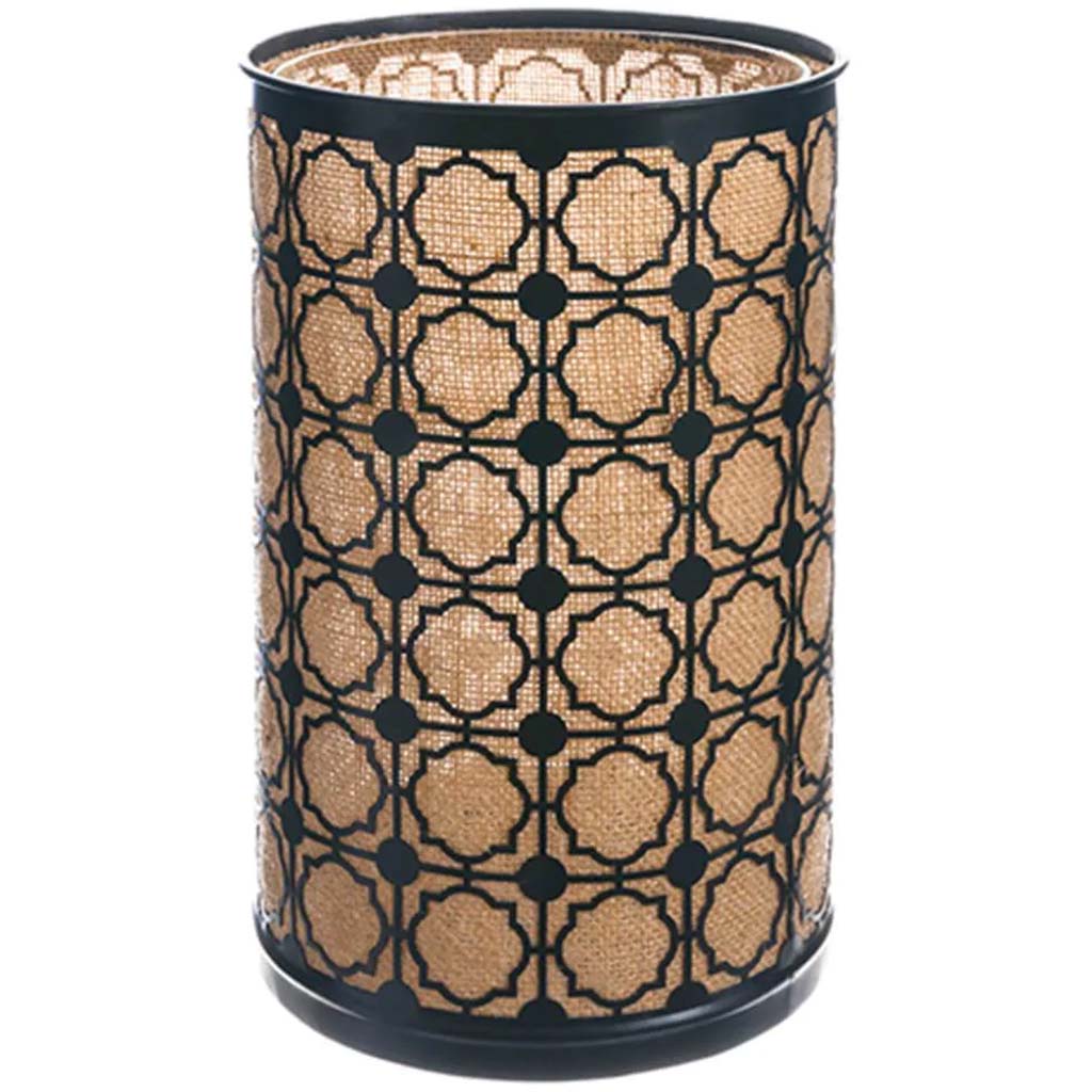 Metal/Jute Hurricane with Glass Candleholder 