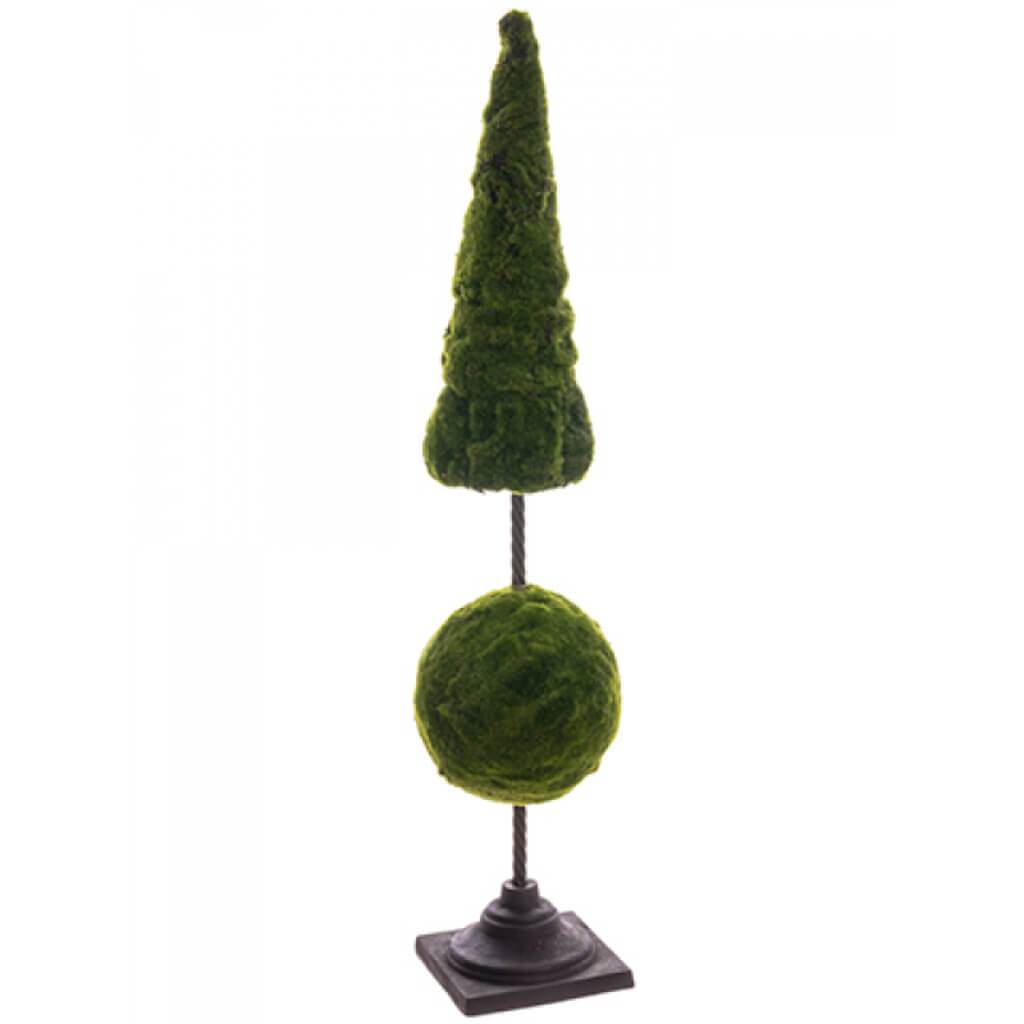 Glittered Moss Cone/Ball Topiary with Stand 