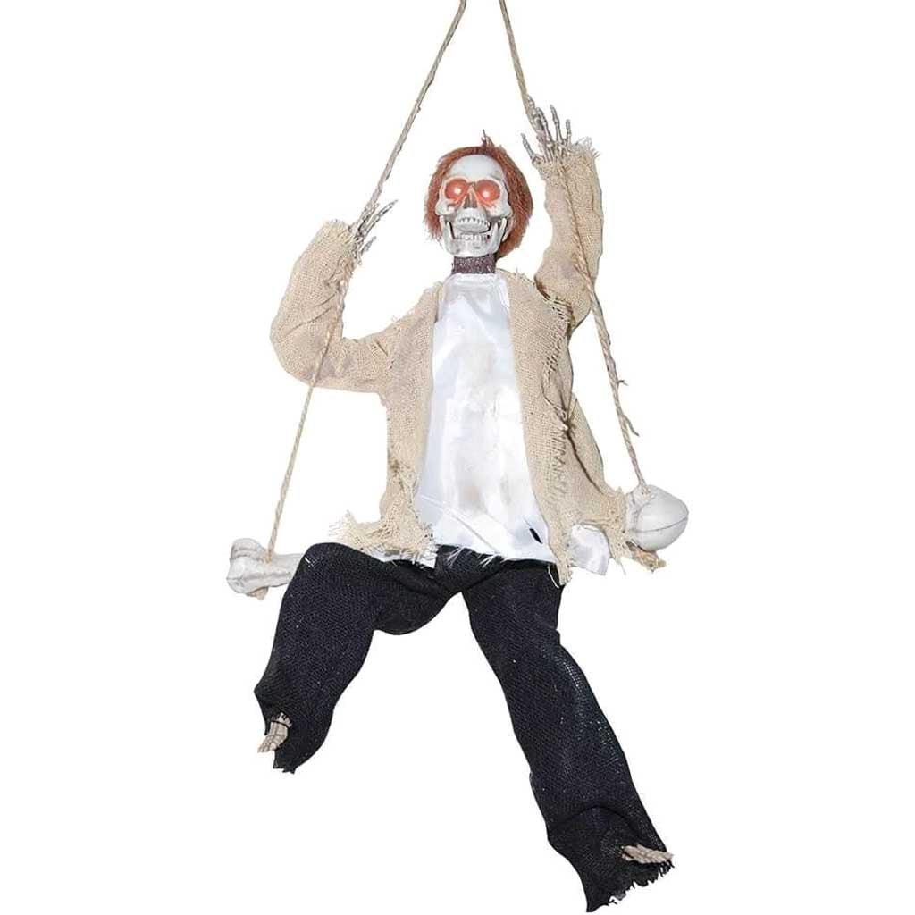 Animated Hanging Swinging Reaper Skeleton 17in 