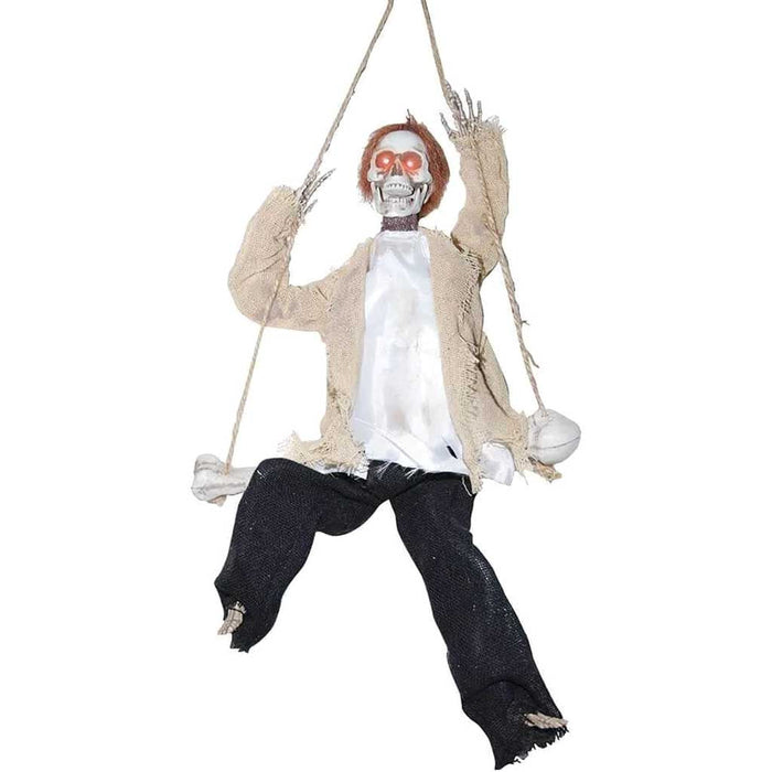 Animated Hanging Swinging Reaper Skeleton 17in 