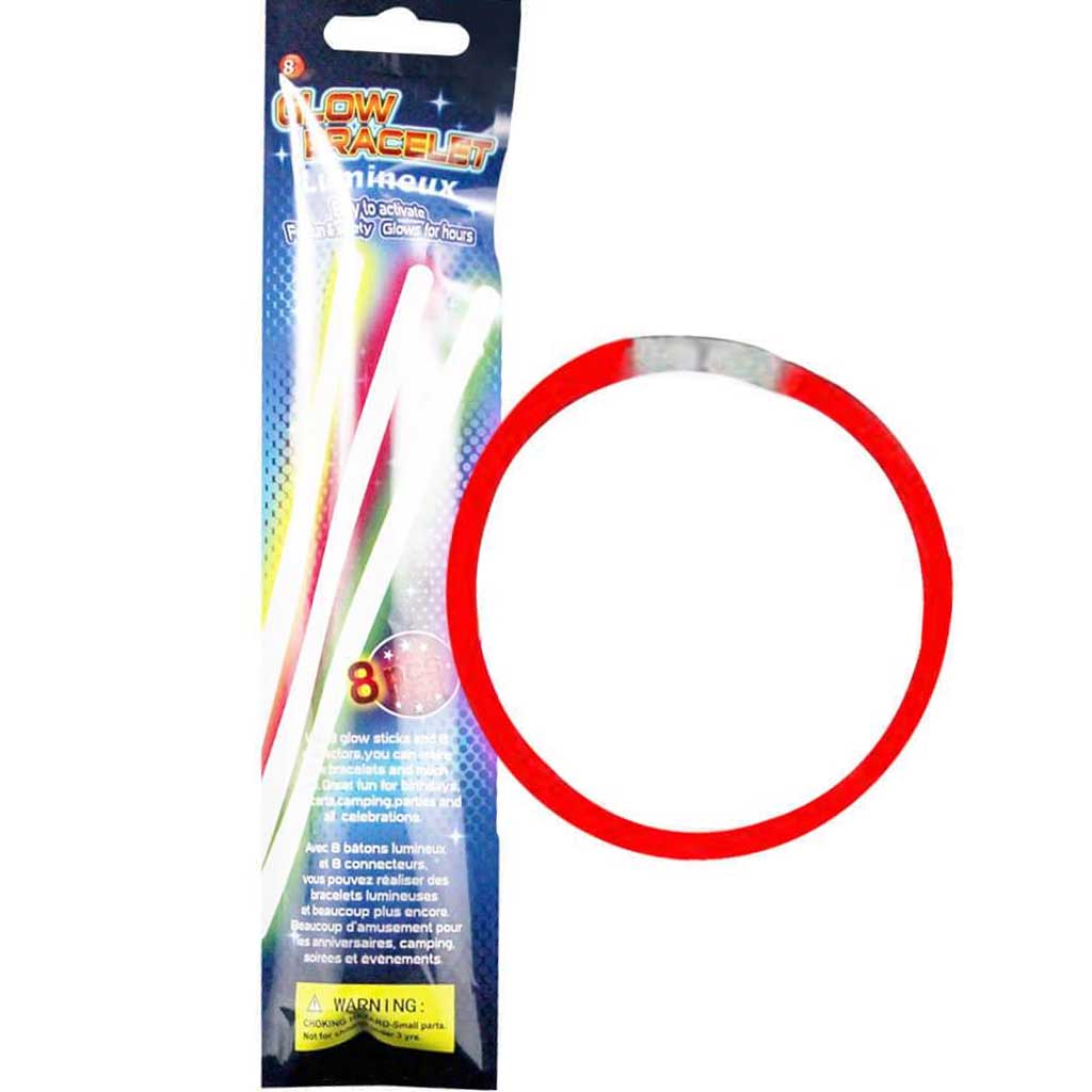 Bracelet fluorescent glowstick paquet de 8 assortis