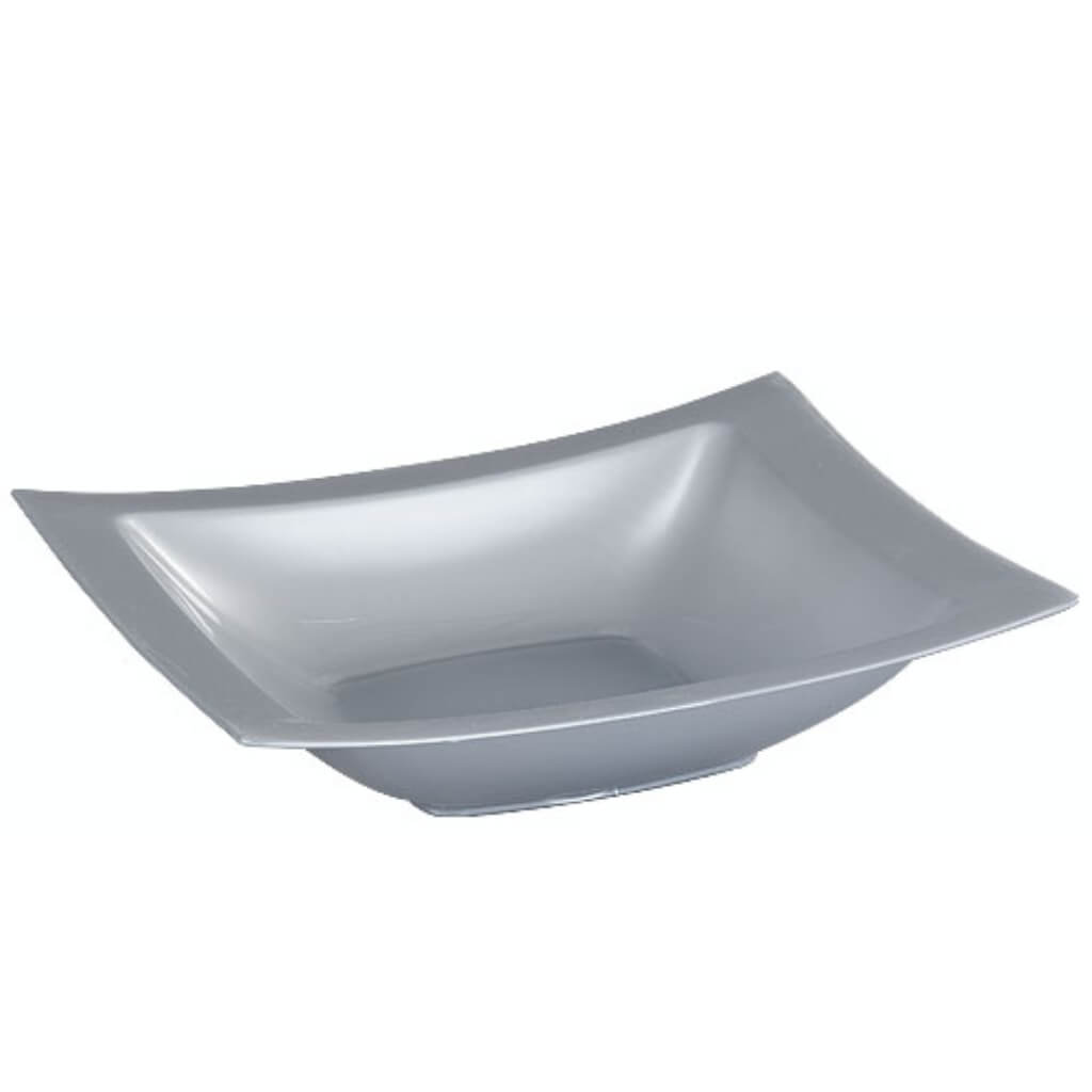 Rectangular Plastic Soup Bowls Silver 12oz 