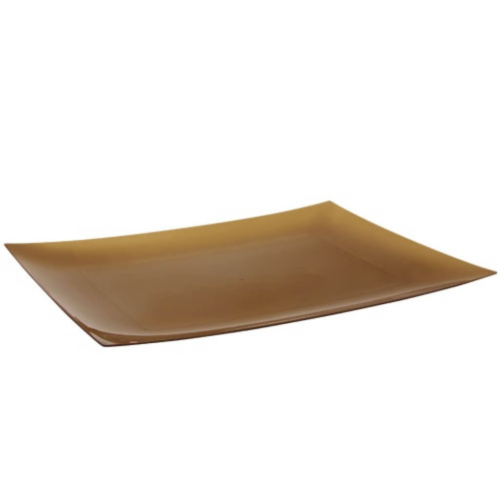 Gold Rectangular Plastic Plates 11.75in, 10ct